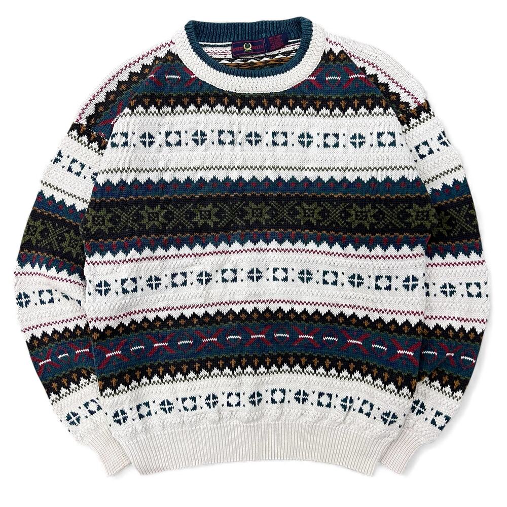Vintage Robert Bruce Winter Snowflake Fair Isle Holiday Crewneck Sweater M Xmas
